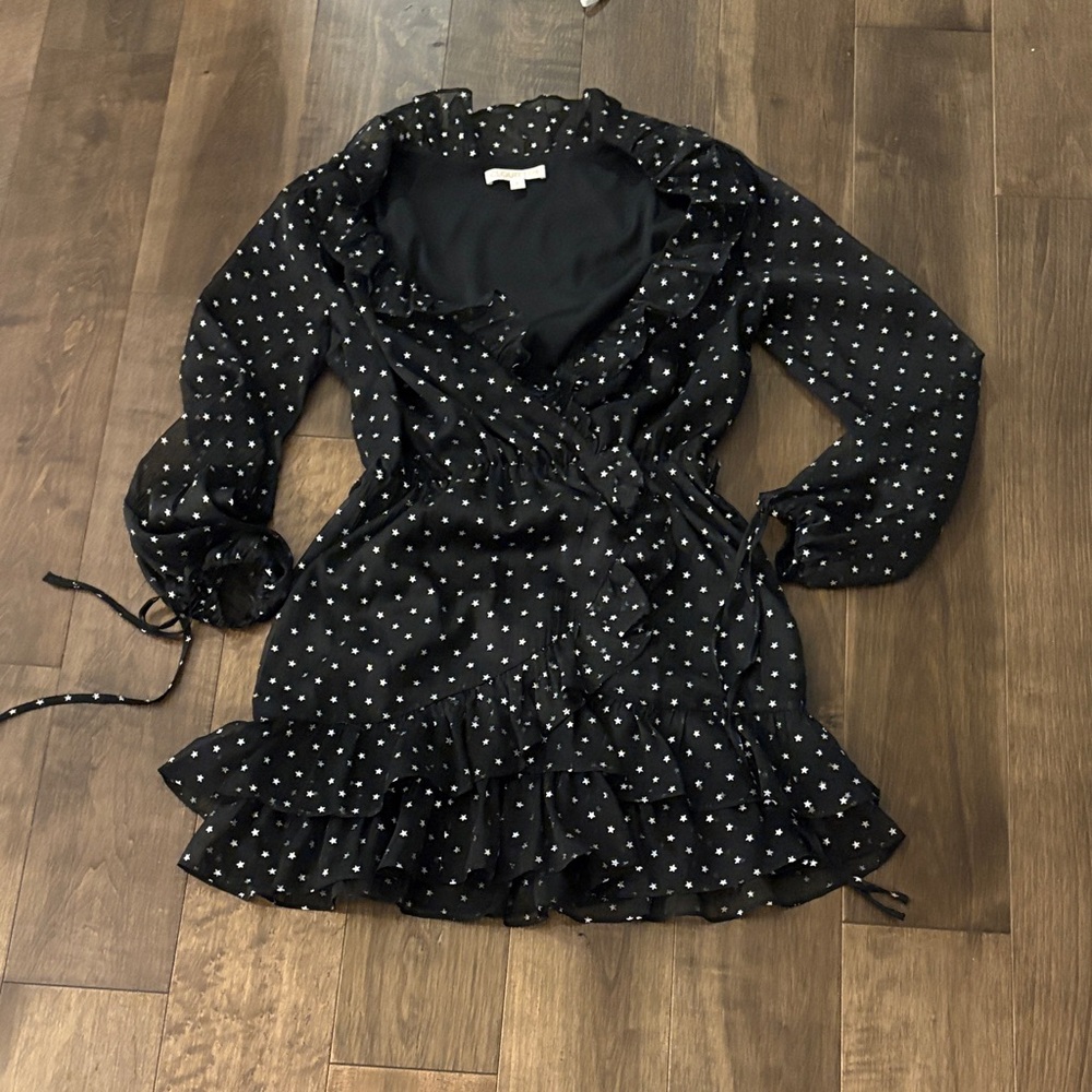 Elegant Black Dress with White Dots